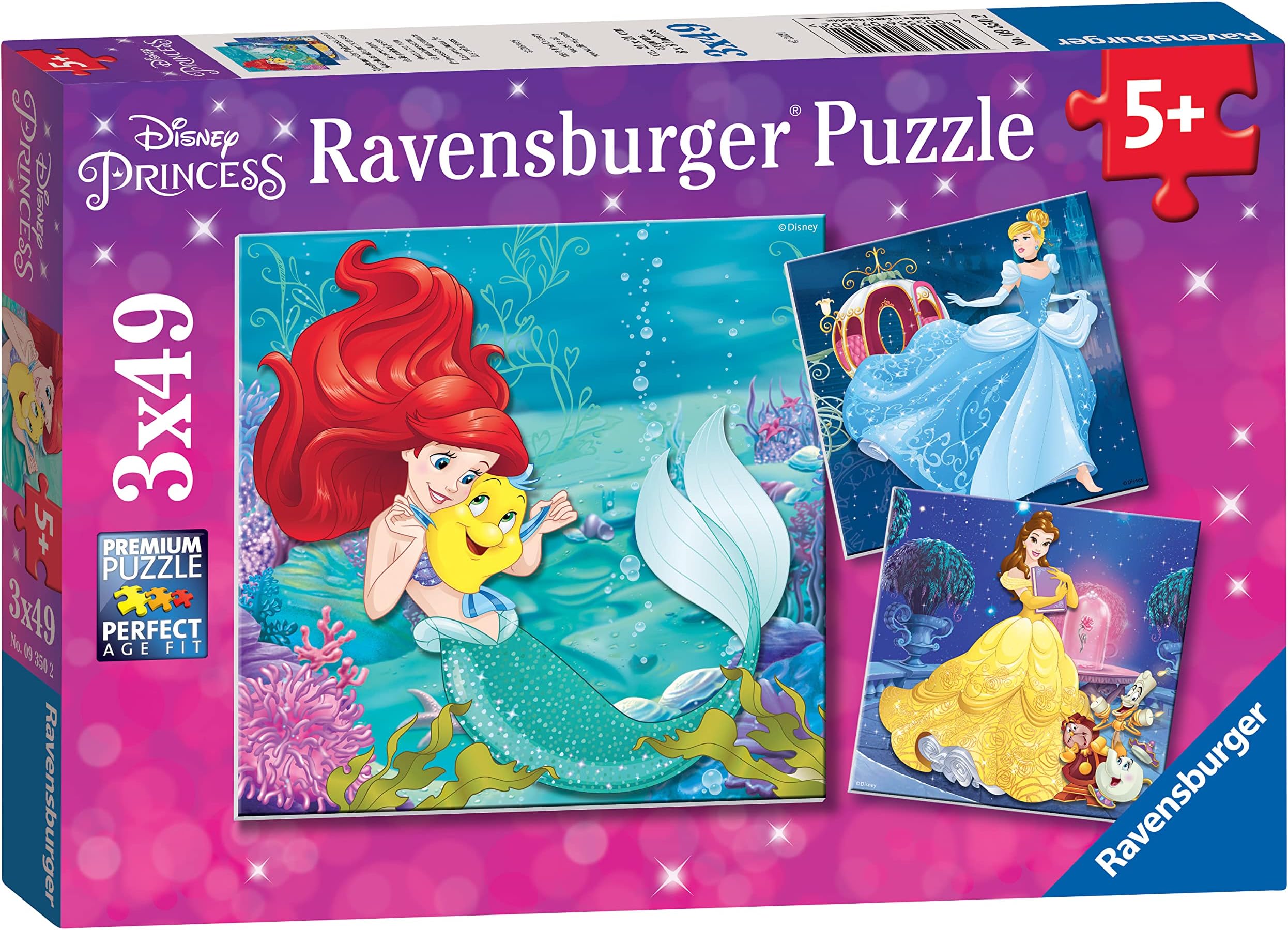 Ravensburger Disney Princess 3x 49 Piece Jigsaw Puzzles for Kids Age 5 Years and Up - Gifts for Girls