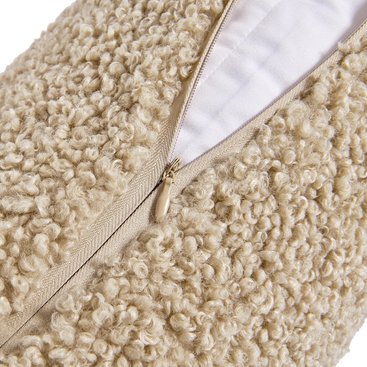 HiEnd Accents Teddy Lumbar Pillow, 14x36 inch, Cream, Soft Plush Textured Boucle Accent Pillow, Cozy Fluffy Classic Chic Casual Modern Rustic Decorative Pillow for Bed, Couch, Sofa