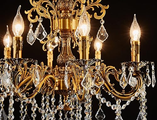 Miniatura 4 de Candelabros de cristal estilo clásico tradicional de 8 luces para comedor, sala de estar, dormitorio, entrada, acabado dorado antiguo