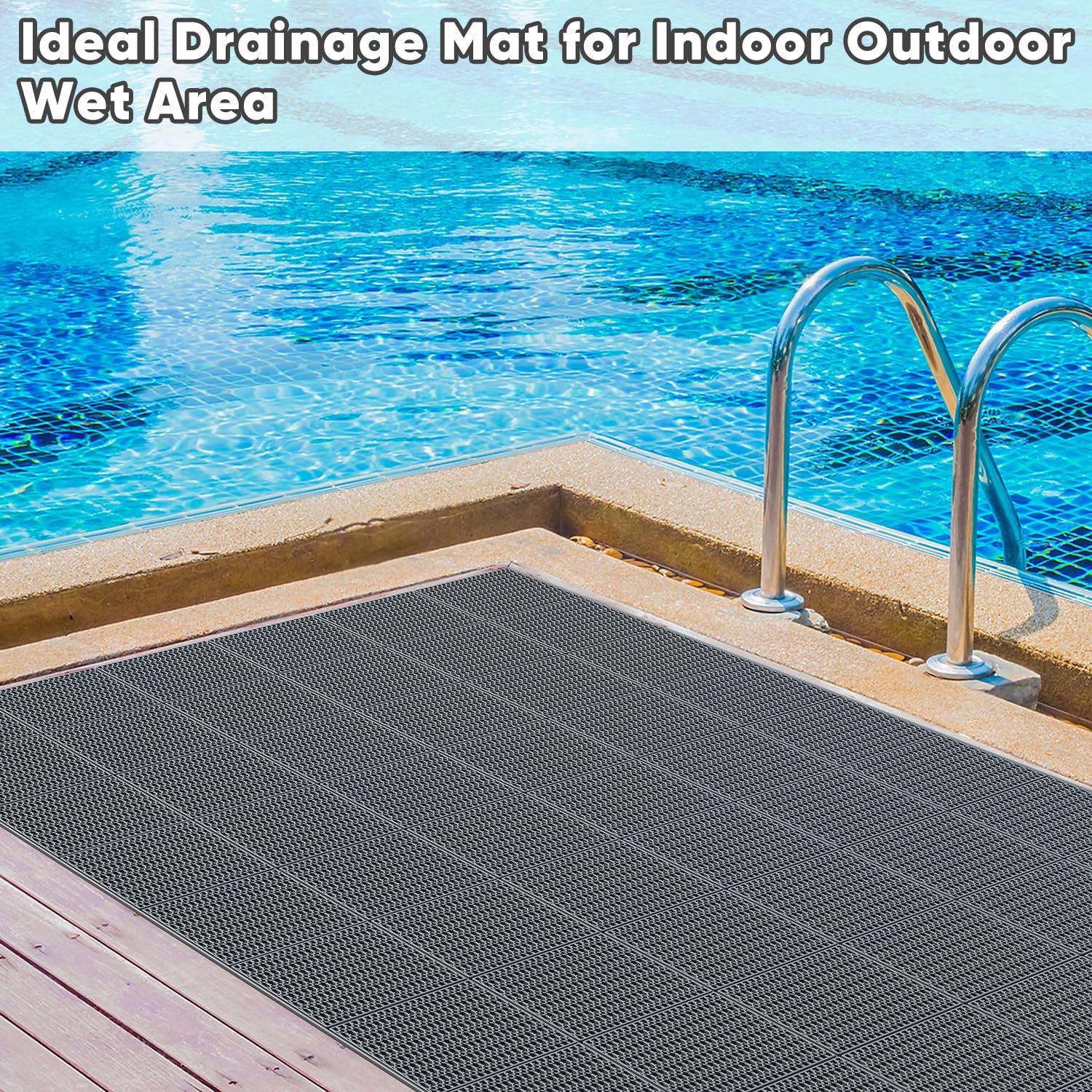 Outdoor Indoor Anti-Slip Mat, Drainage Non Slip Mats Commercial Floor Mat Mesh Hollow Door Mat Roll for Swimming Pool Garage Restaurant Sauna SPA, 118.8 x 35.4 inches(300 x 90cm)