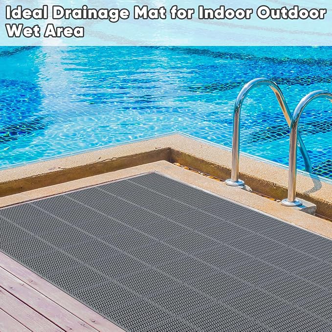 Tapete de Piso Antideslizante para Drenaje PVC, 3x10 pies, con malla hexagonal, grado comercial, fácil de cortar, para piscinas, garajes, cocinas y spas. miniatura 6