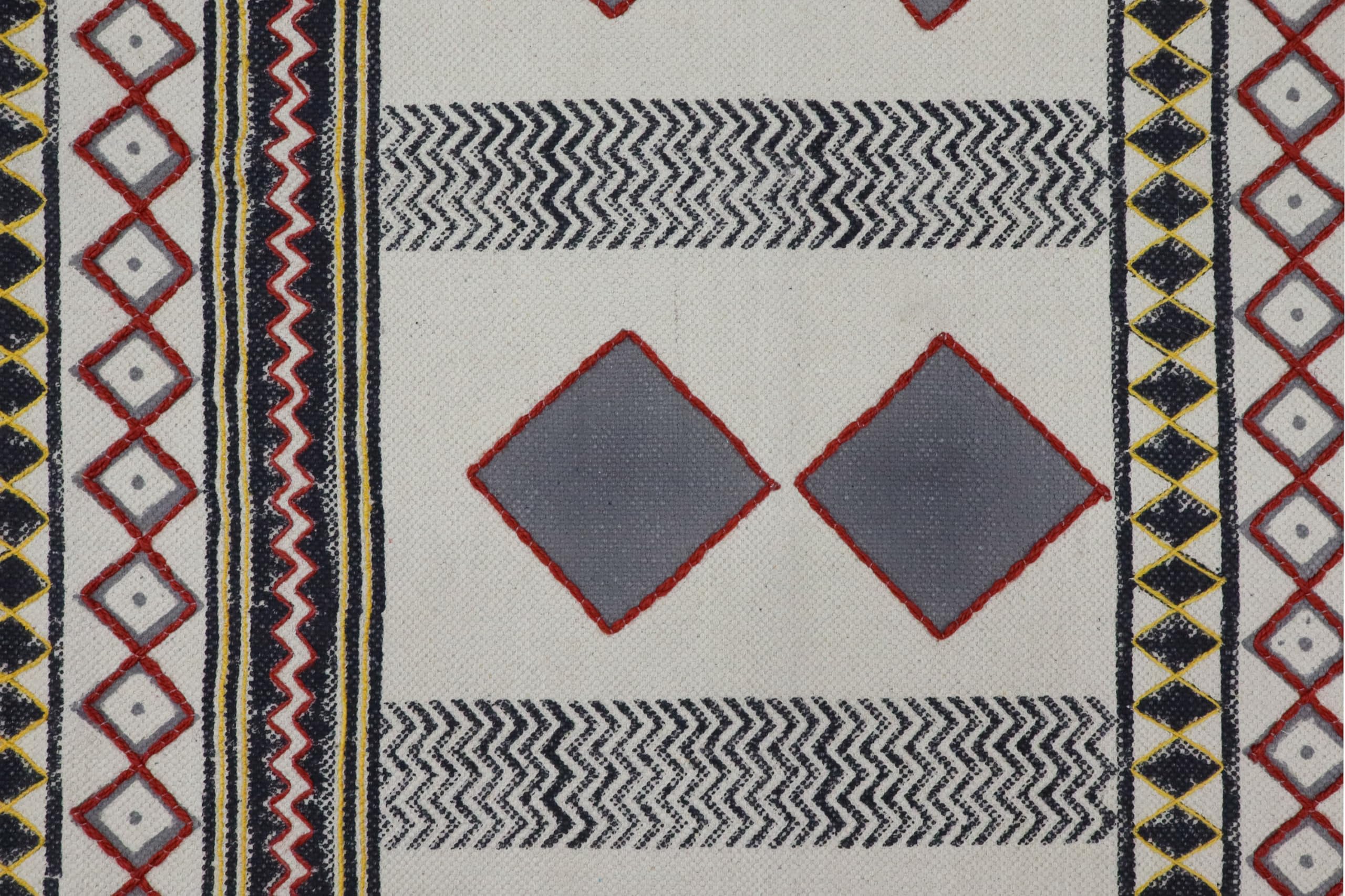 Kelim Teppich, 5 x 50 cm, Boho-Teppich, grau-schwarz, Baumwolle, Dhurrie, marokkanischer Teppich, für drinnen und draußen, Flachgewebe, Teppiche für Zuhause, Foyer, Korridor, Läufer, Hotels,