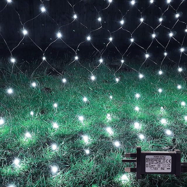 ANSIO® Christmas Lights 320 LED 3x2m Fairy Net Lights Indoor Outdoor Tree Lights String Lights Outside Lights with Timer for Xmas Garden Window Party Cool White Decorations | Mains Powered
