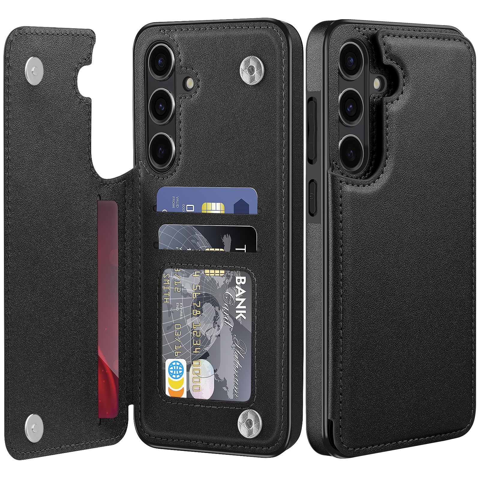 Bizzib for Samsung Galaxy S24 FE Case Leather Wallet with Card Holder, Flip Cover Kickstand Magnetic Closure Shockproof Heavy Duty Protective Case for