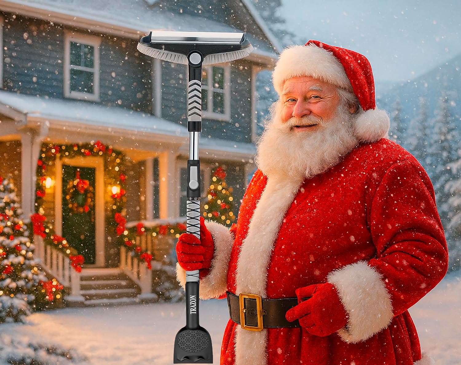 Trazon 42.4" Extendable Snow Brush & Mini Snow Shovel/Ice Scraper for Car Windshield with Foam Grip for Cars, SUV, Trucks, Detachable Сar Scraper, No Scratch, Heavy Duty Long Handle, Ice Remover