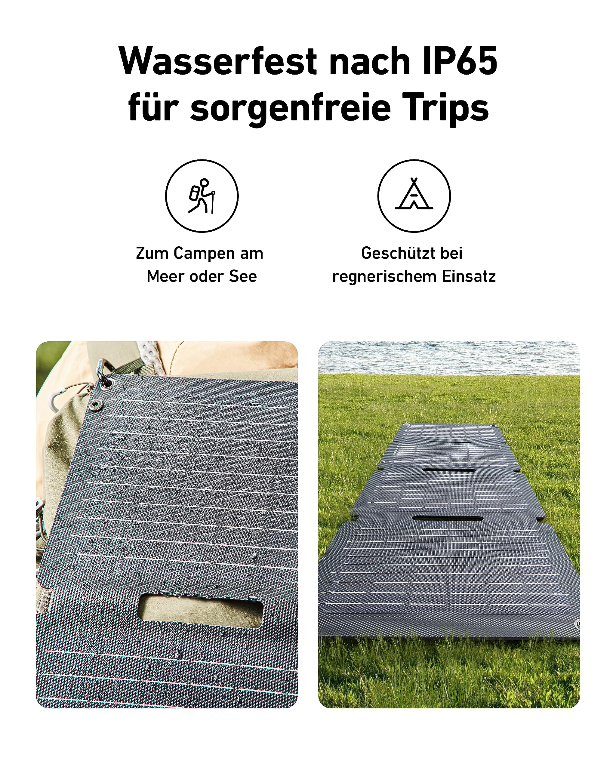 Anker SOLIX PS30 Faltbares Solarpanel 30W, tragbares Outdoor Solarladegerät, IP65 Wasserdicht, Schnellladen für 2 Geräte gleichzeitig, für Camping, Wandern, Outdoor.