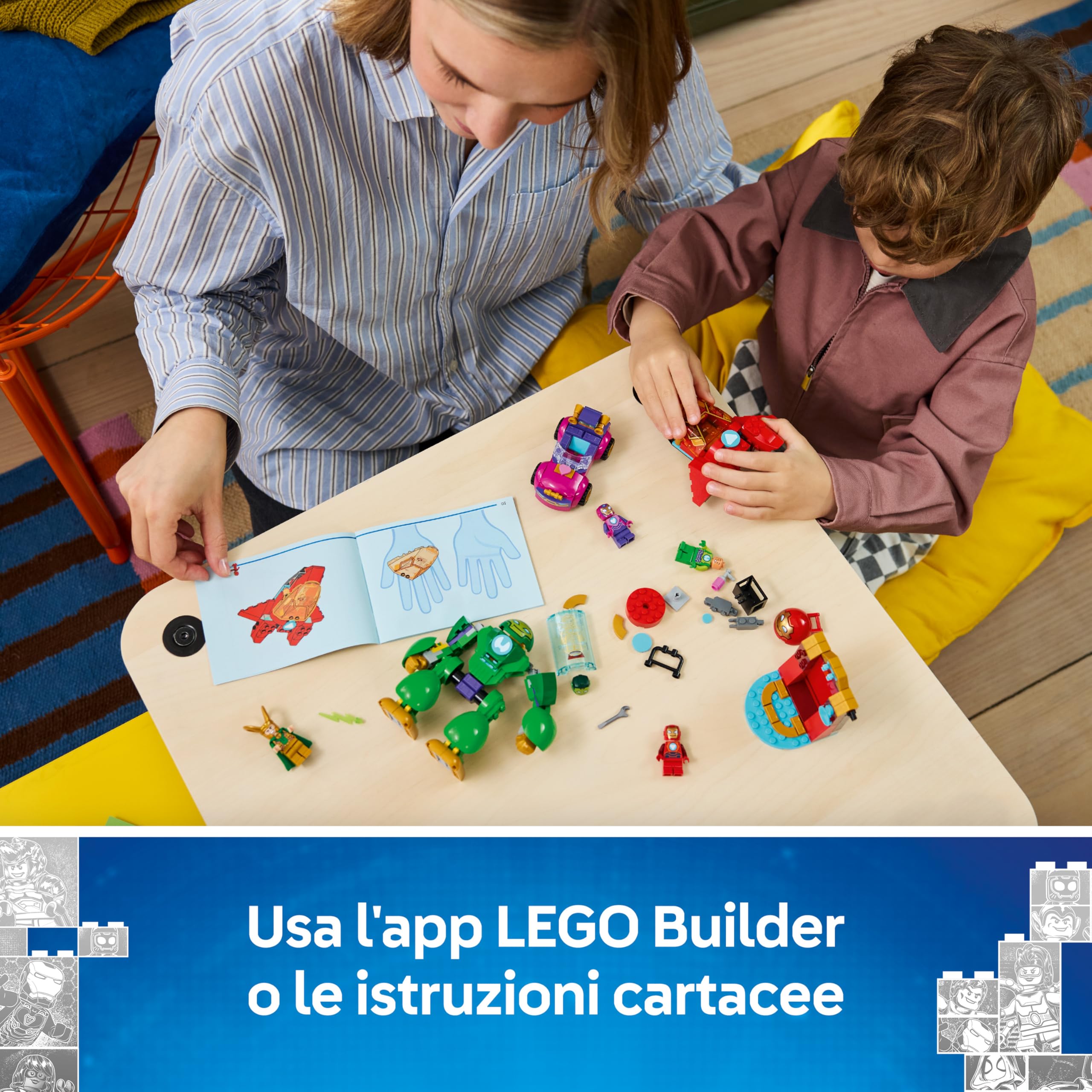 LEGO | Marvel Loki vs. Team Iron Man - Giocattolo da Supereroi con Auto, Aereo, Action Figure Mech e 4 Minifigure - Regalo Bambini da 4 Anni Fan dello Show Iron Man e i Suoi Fantastici Amici - 11211