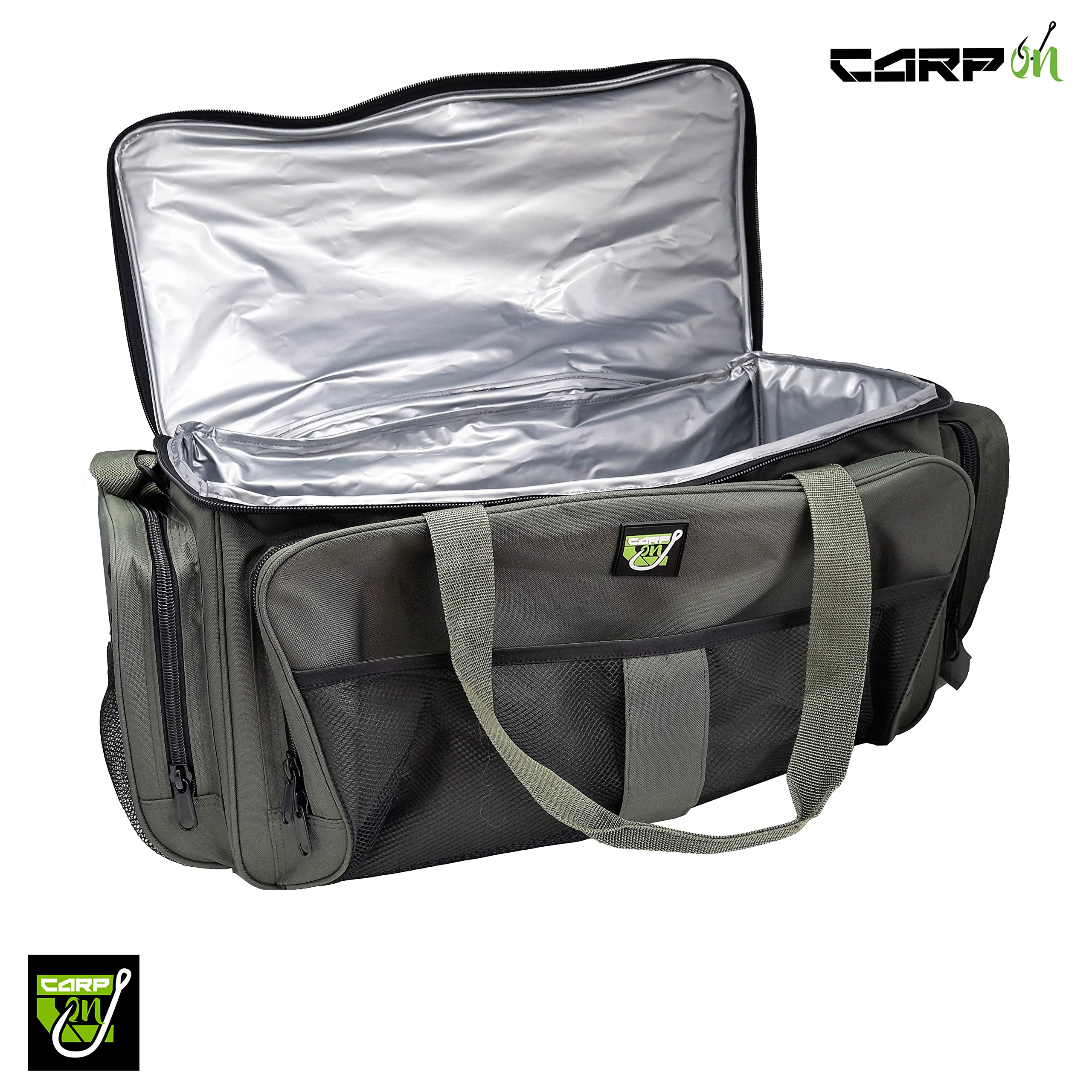 50 litros con aislamiento de cebo bolsa de almacenamiento para aparejos de pesca 900D (56x30x30 cm), compartimentos multiusos, bolsillos, Green, Mochila de senderismo
