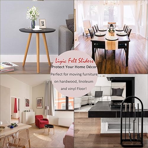 Miniatura 7 de Deslizadores cuadrados de fieltro de 4 pulgadas para superficies duras, deslizadores de piso de madera dura reutilizables y resistentes - Movers de