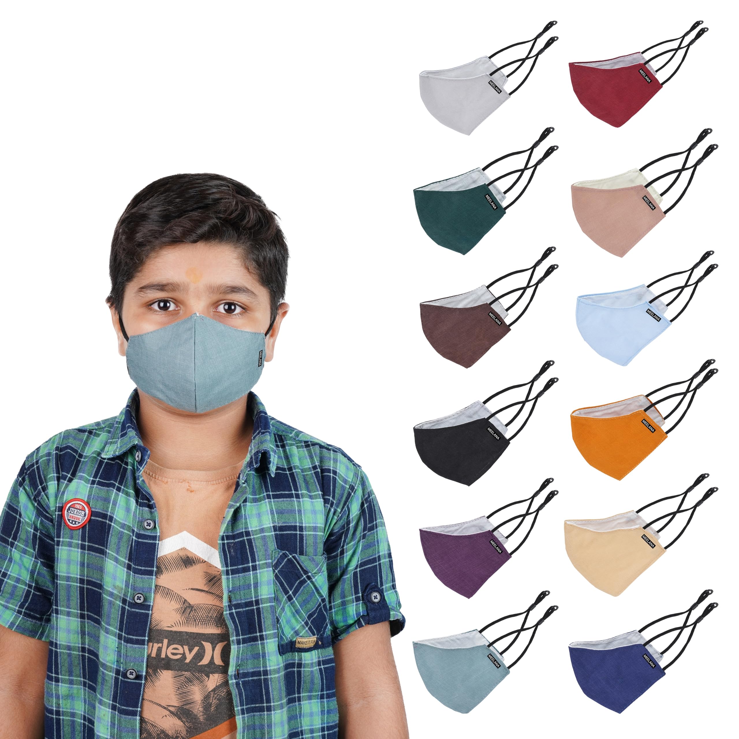 MEELANA Anti-Pollution 3 Layer Filtration System Cotton Cloth Breathable Washable And Reusable Adjustable Ear Loop face Mask For Kids Boys Girl Unisex Child Multi Colour Kids,Make in India (6) (B0CRQHMP7K) Amazon Price History, Amazon Price Tracker