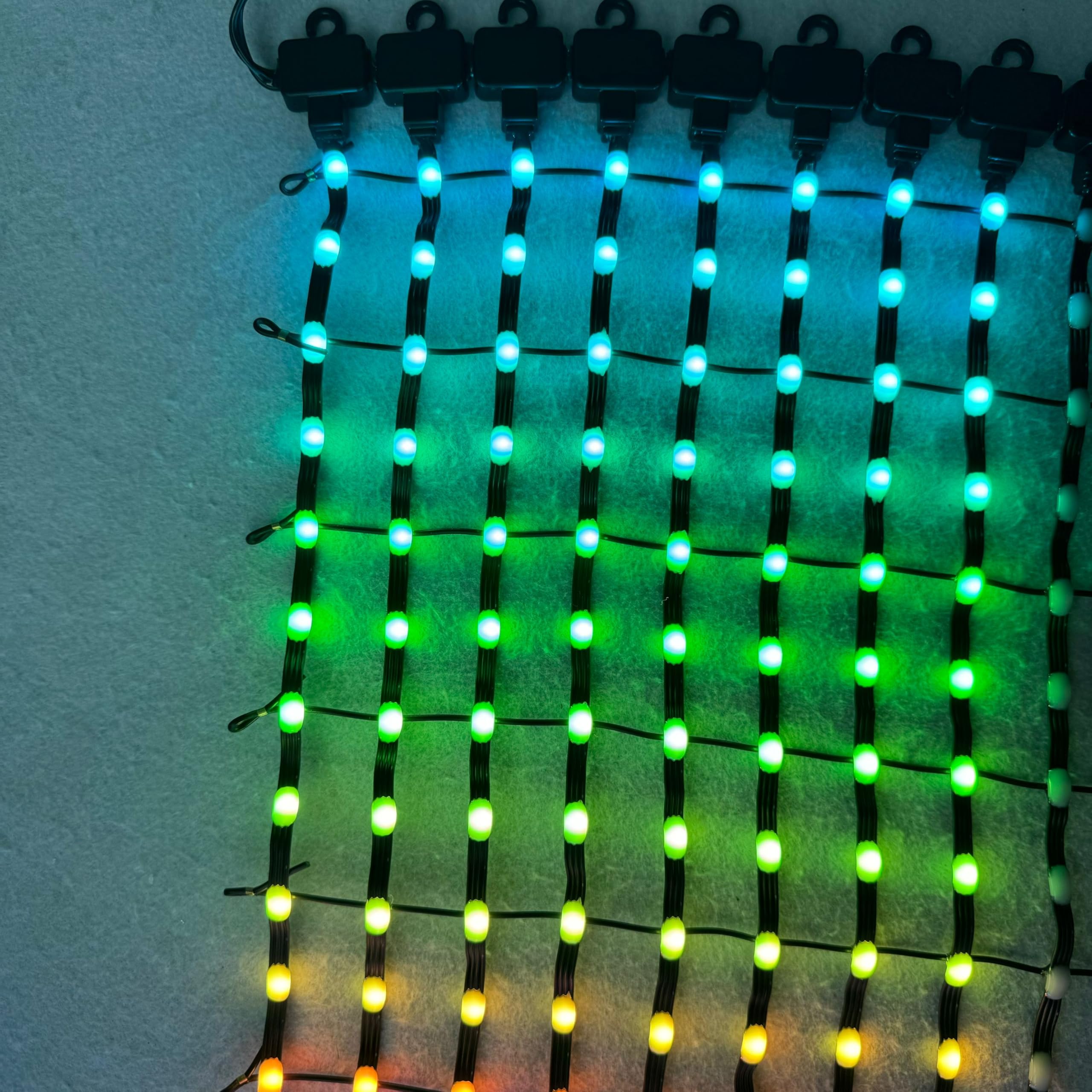 WENWENLEE DC12V 25mm Pitch Black Wire Addressable RGB Smart LED Pebble/Seed Flexible Matrix Grid Screen Lights P67 10 Pixels(25cm) Wide(10 Pixel X 80 Pixel)