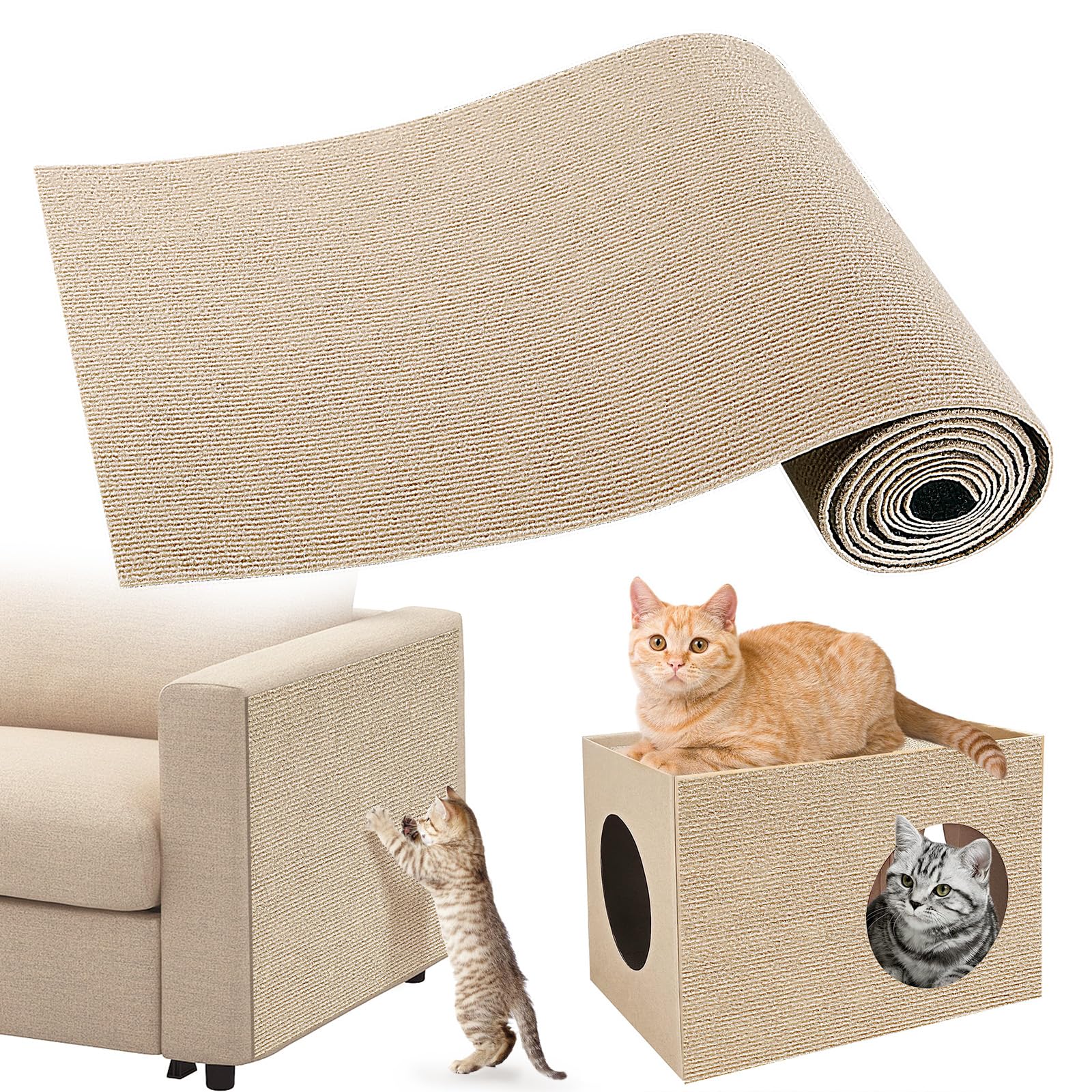 Gimars Tiragraffi Divano,Autoadesivo Tabella Tiragraffi per Gatti, Protezione Divano Graffi Gatto,Tappetino Tiragraffi per Gatti,Proteggi Divano Gatti Graffi, Facile da Tagliare 200cm×40cm
