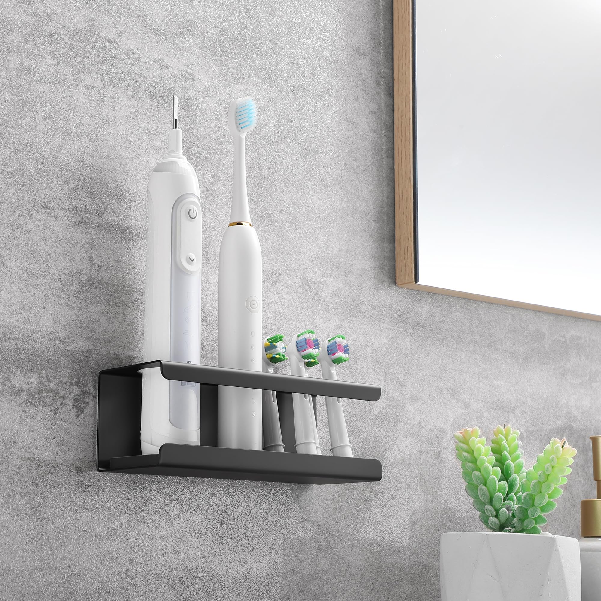 Zahnbürstenhalter Elektrische Zahnbürste Halter, Edelstahl Zahnburstenhalterung Wand Selbstklebend Zahnbürste Halterung Schwarz Aufsteckbürsten Halter Ohne Bohren