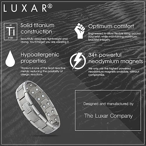 Miniatura 3 de Pulsera magnética de titanio para hombre  LUXAR Double Magnet Strength, Titanio, No es una piedra preciosa