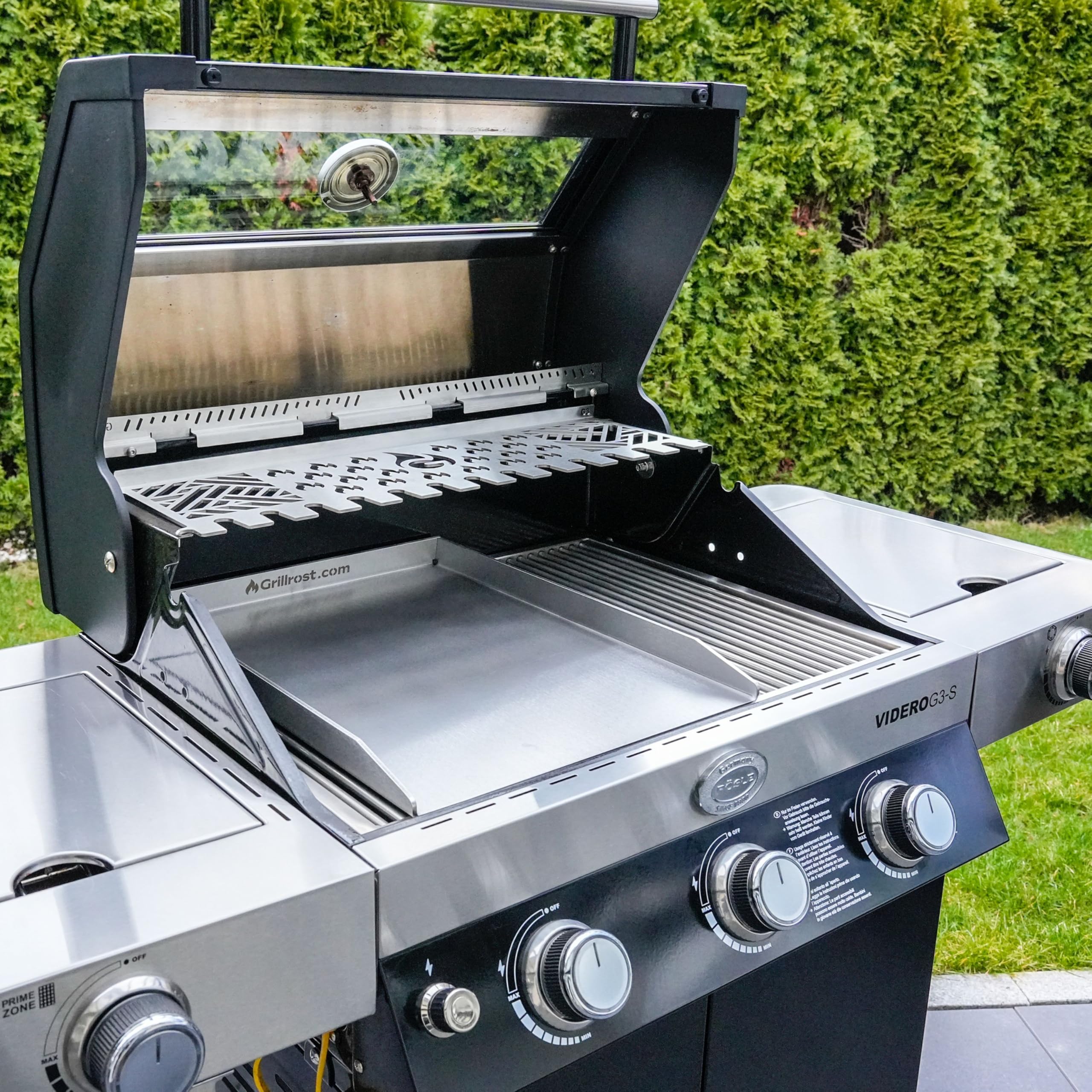 Grillrost.com Das Original Plaque de Cuisson en Acier Inoxydable | Plancha 40x30cm - Taille Universelle | 4mm Massif - Made in Germany