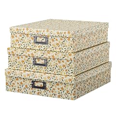 Soul Lane Decorative Cardboard Storage Boxes With Lids Set of 3 Nesting Floral Photo Storage for Home D