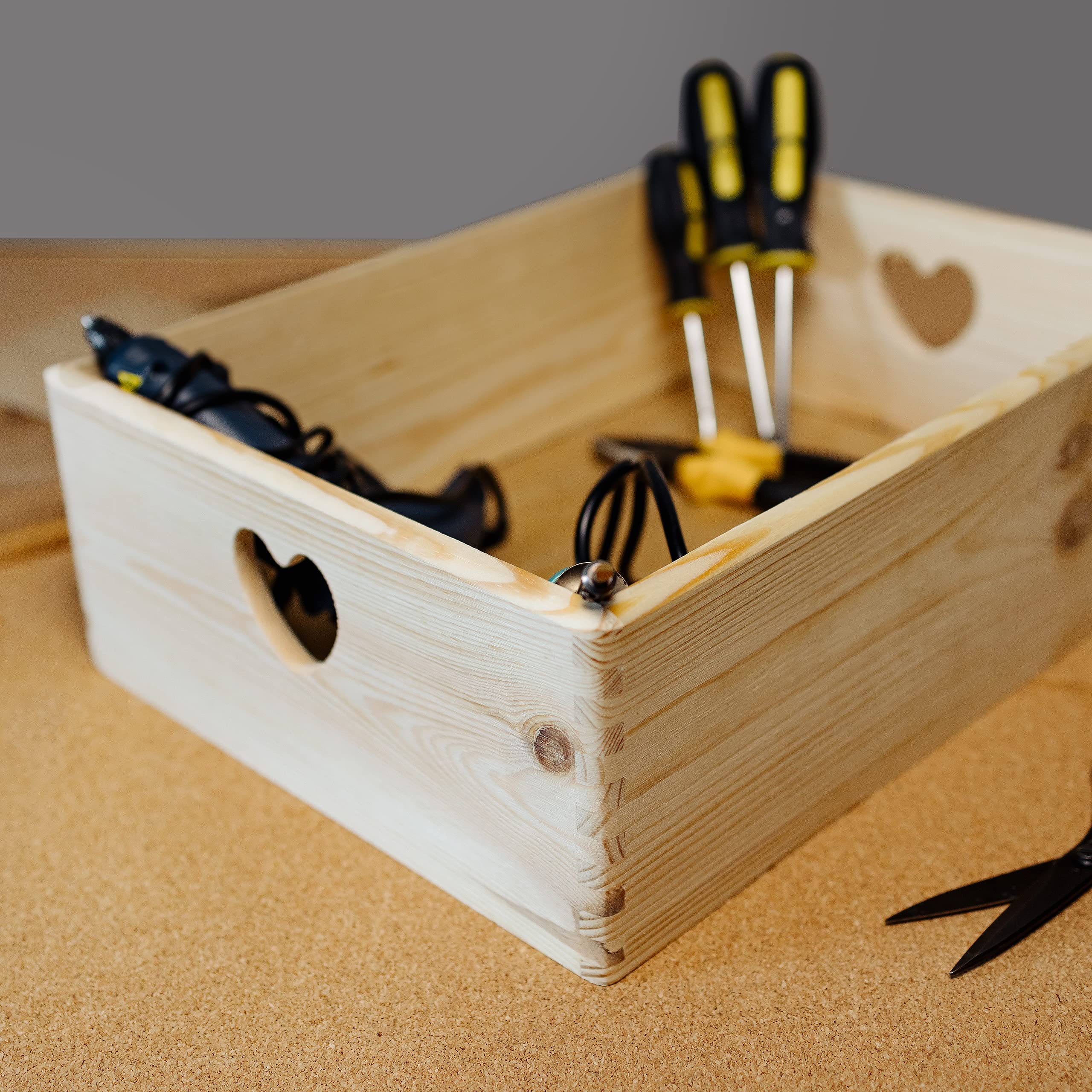 Caisse en Bois Rangement - Creative Deco - 30x20x13cm - Noir - Poignées - Multi