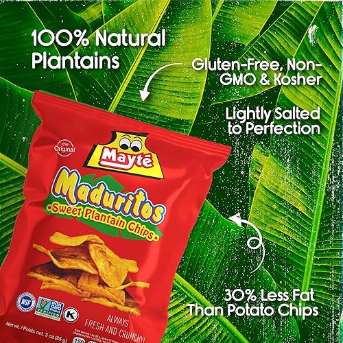 Miniatura 21 de Mayté Chips de plátano ligeramente salados, 30 paquetes individuales (3 onzas cada uno), bocadillos crujientes, salados y saludables hechos