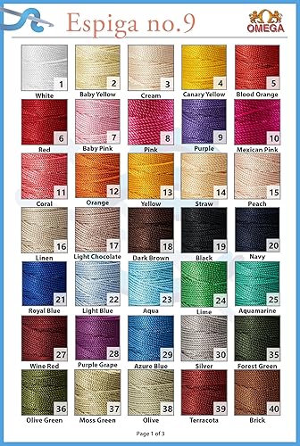 Miniatura 6 de Espiga No. 9-100% Nylon Omega Cuerda Cuerda para Tejer y Ganchillo - 30 Plata