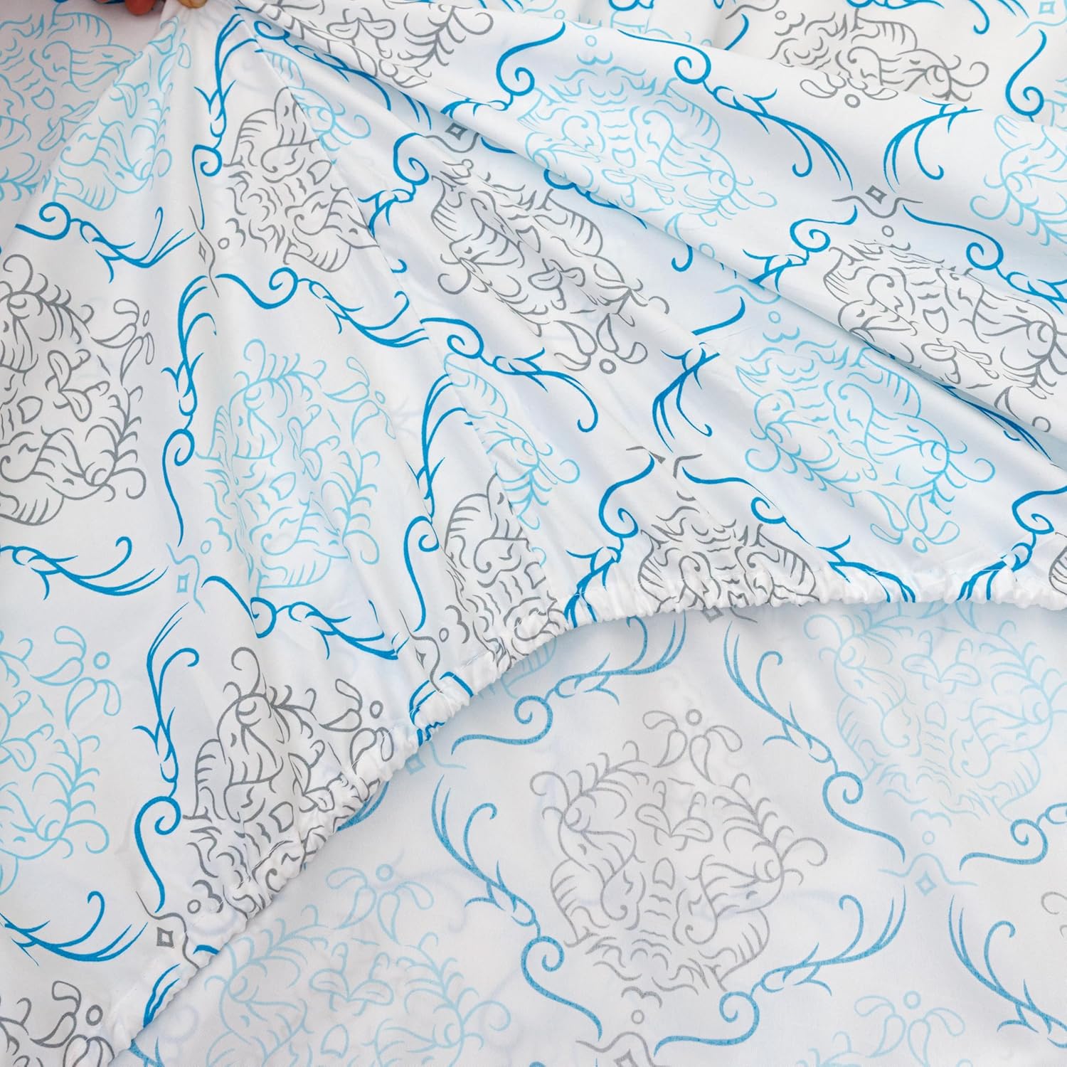 Queen Size Bed Sheets Set Deep Pockets - 6PC Floral Ultra Soft Microfiber Bed Sheets - Easy to Clean, 90 Thread Count Sheets Includes 1 Fitted, 1 Flat, 2 Pillowcases (Turquoise Medallion) - Image 8