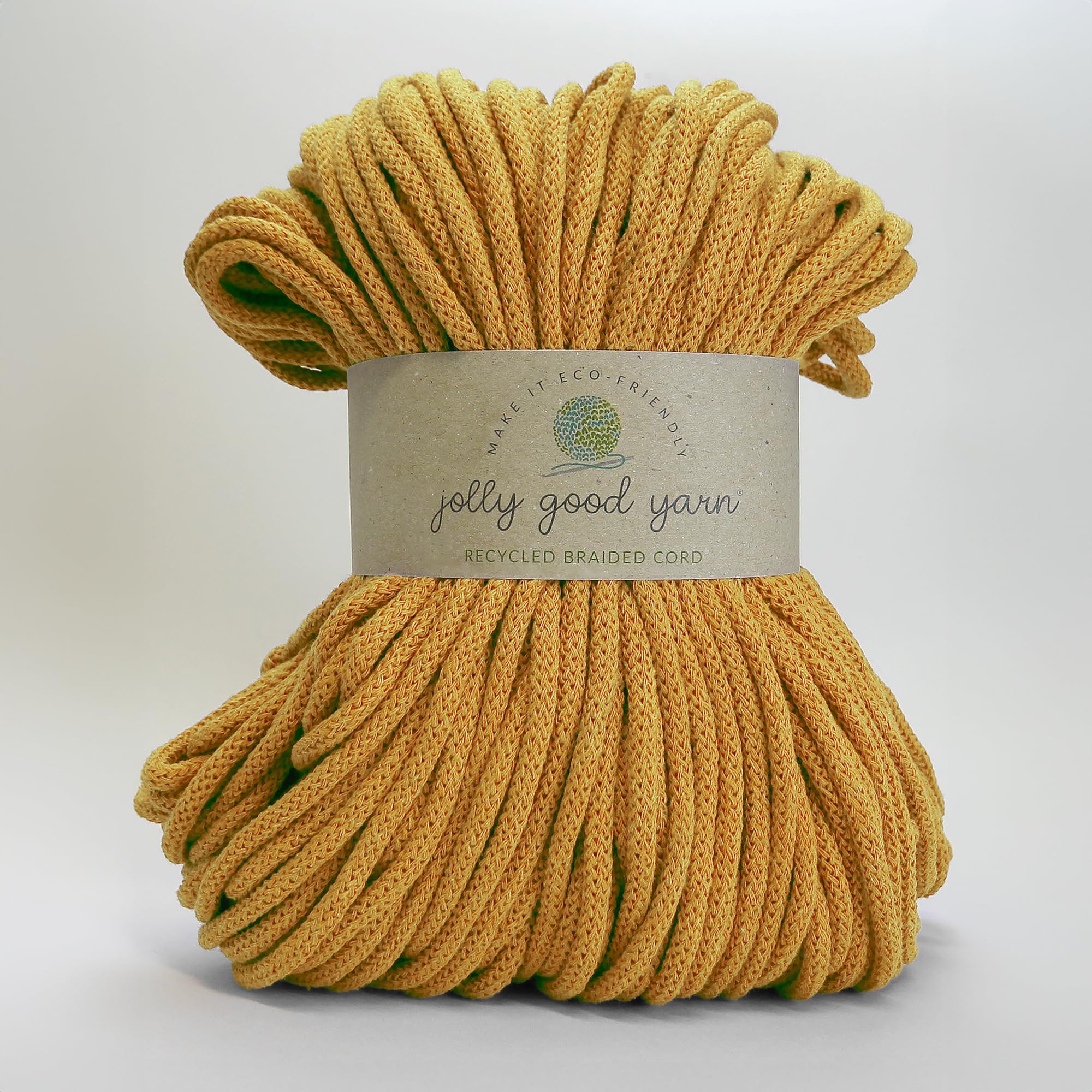 Jolly Good Yarn 5mm Braided Macrame Cord Rope , Soft Recycled Cotton, 100m (500g), Wall & Plant Hangers, Textile Jewellery, Decorations (Honiton Yellow)