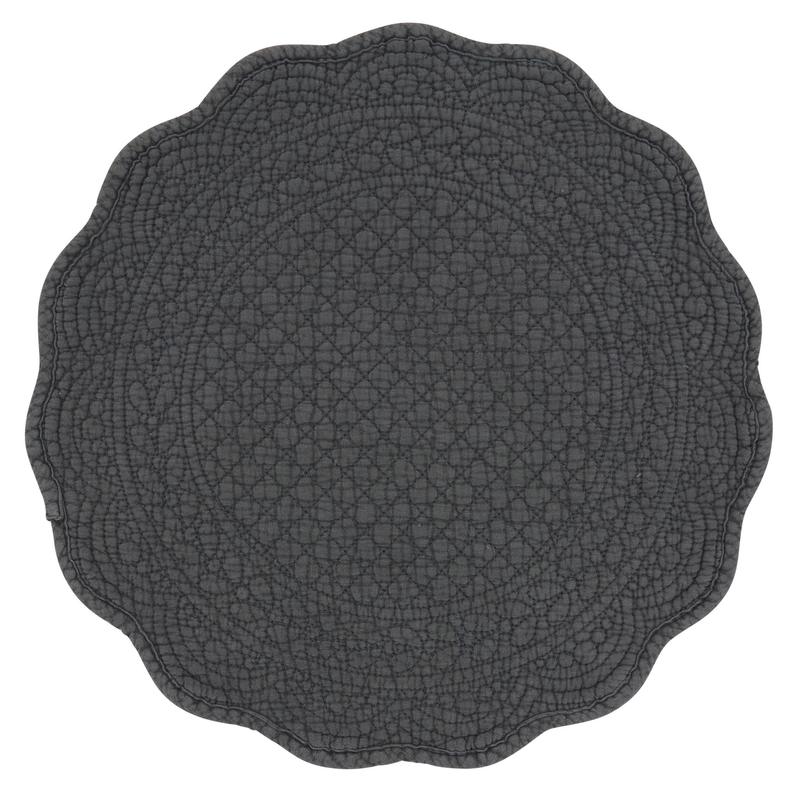 SARO Lifestyle Lot de 4 Sets de Table matelassés en Coton – Sets de Table de Style Cottage pour Salle à Manger Quotidienne, Tables superposées et Divertissement décontracté, 33 cm, Ardoise