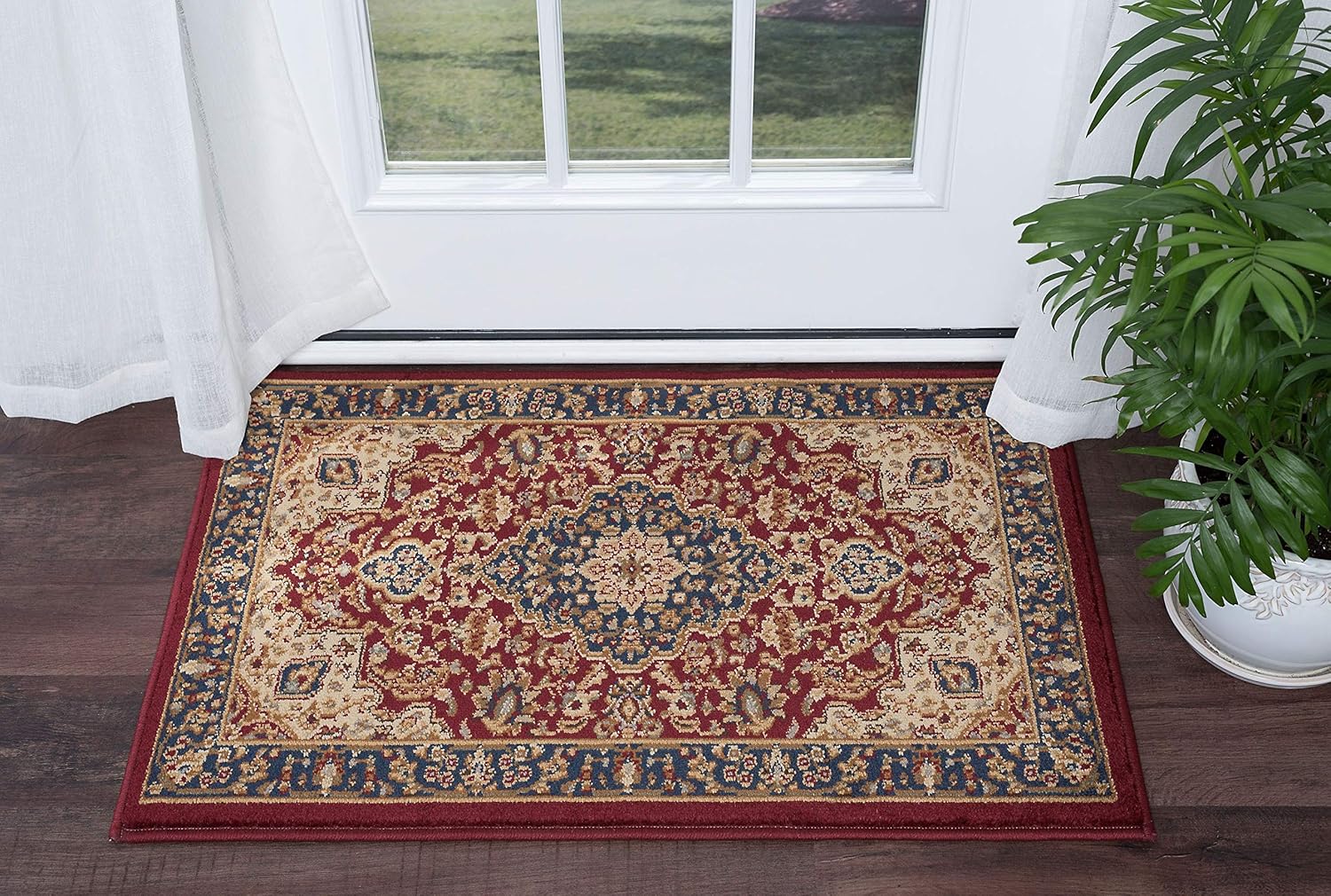 Kirsten Traditional Oriental Red Scatter Mat Rug, 2' x 3' 2 ft x 3 ft Rectangular Red