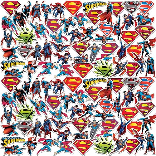 Superman - Paquete variado de calcomanías de vinilo grandes de lujo, para laptop, botella de agua, álbumes de recortes, tableta, monopatín,