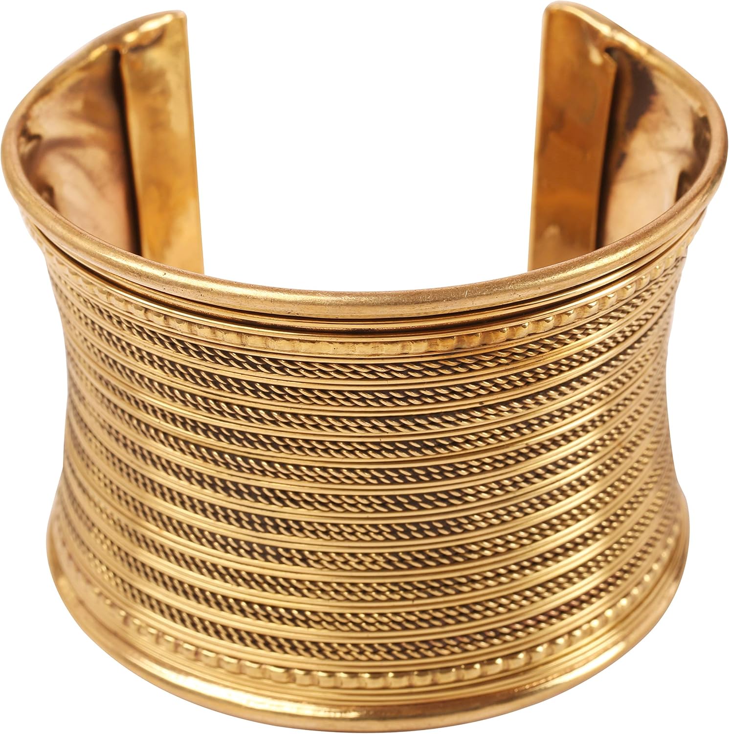 Touchstone Pulsera de diseño indio hecha a mano con estilo intrincado en tono dorado o plateado para mujer, Metal