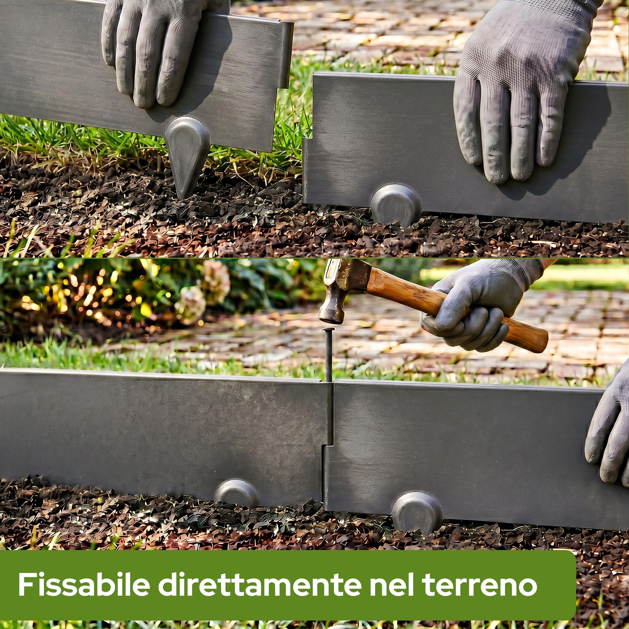 Arebos Bordura da Giardino in Acciaio Corten 15 m | Bordo Prato in Metallo & Delimitazione Aiuole | Flessibile e Modellabile | Resistente alle Intemperie