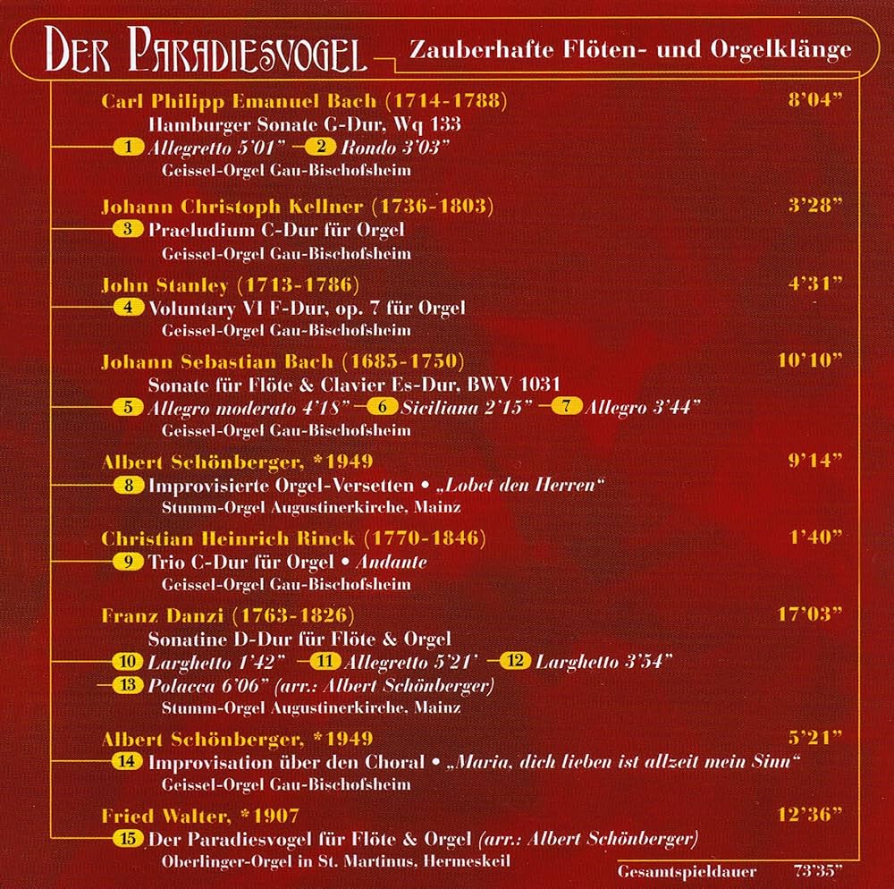 Der Paradiesvogel, Zauberhafte Flöten- und Orgelklänge: Carl