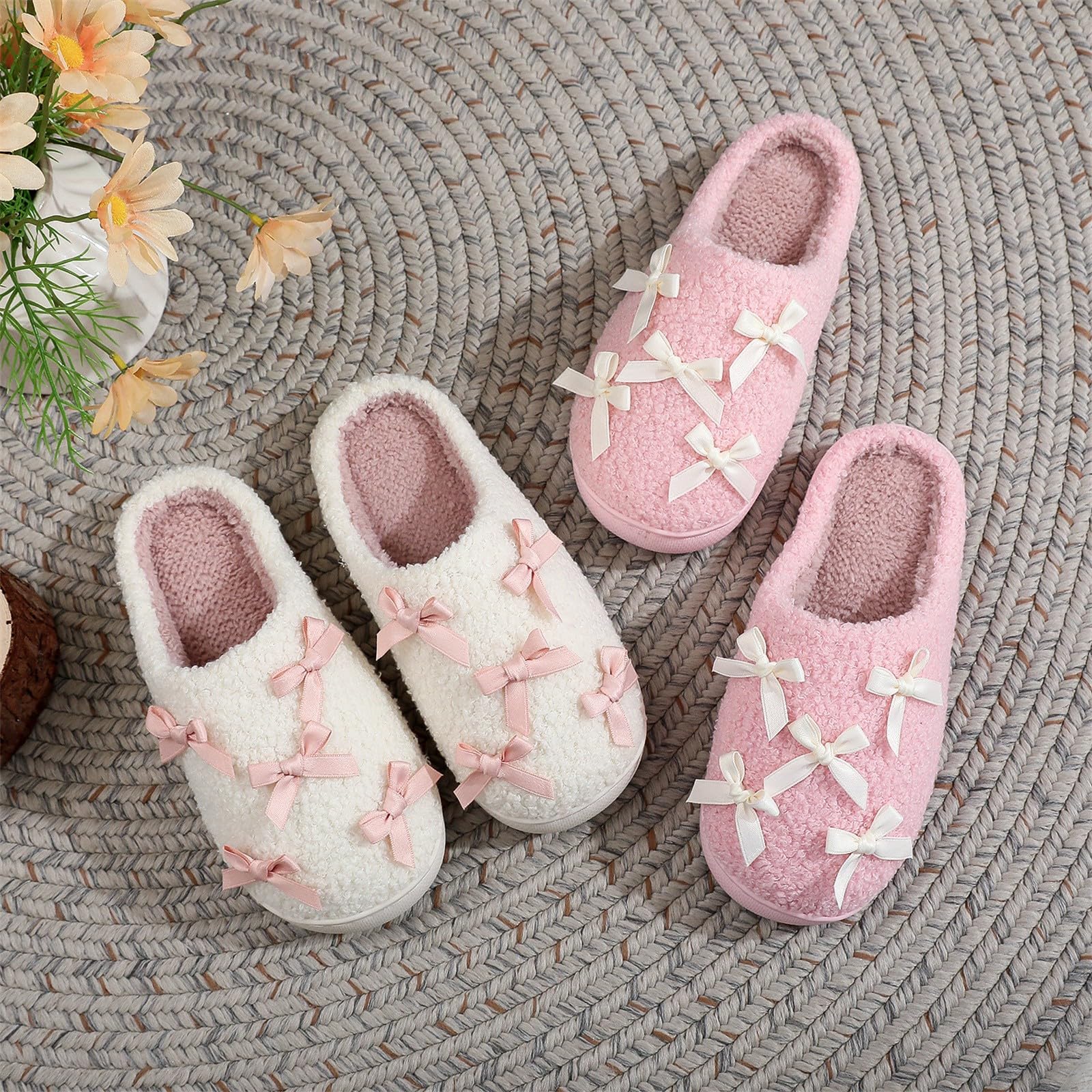 Zapatillas de estar por casa de invierno para mujer, de felpa, suaves, cálidas, para invierno, antideslizantes, ligeras, suaves, para hombre y mujer