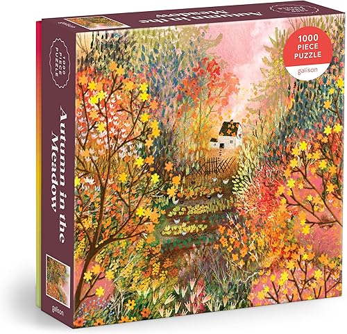 Galison Autumn in The Meadow – 1000 Piece Jigsaw Puzzle Featuring Beautiful Artwork of A Cottage Nestled Amongst A Fall Meadow
