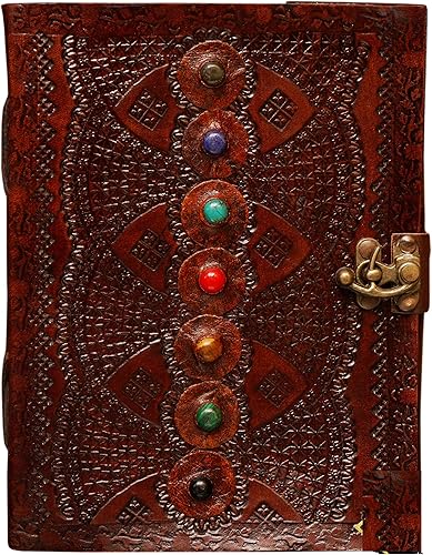 Montexoo - Diario grande vintage de 8 pulgadas con encuadernado de cuero y cerradura para hombres y mujeres, diario de viaje