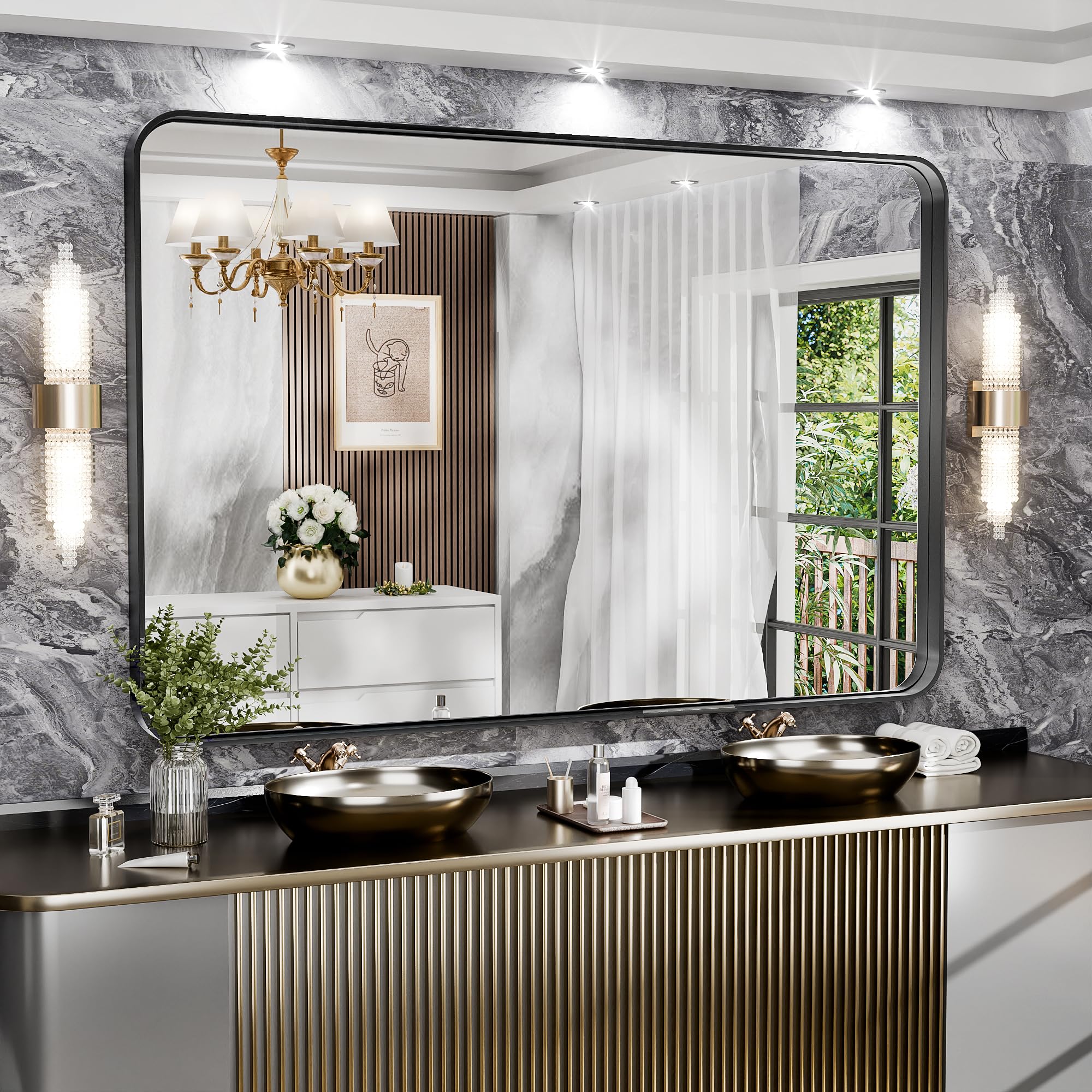 「ｙｕｍｉ」Mirror 55×200cm Amazon.com: CIVENO Bathroom Mirror, 55 x 36 inch Black