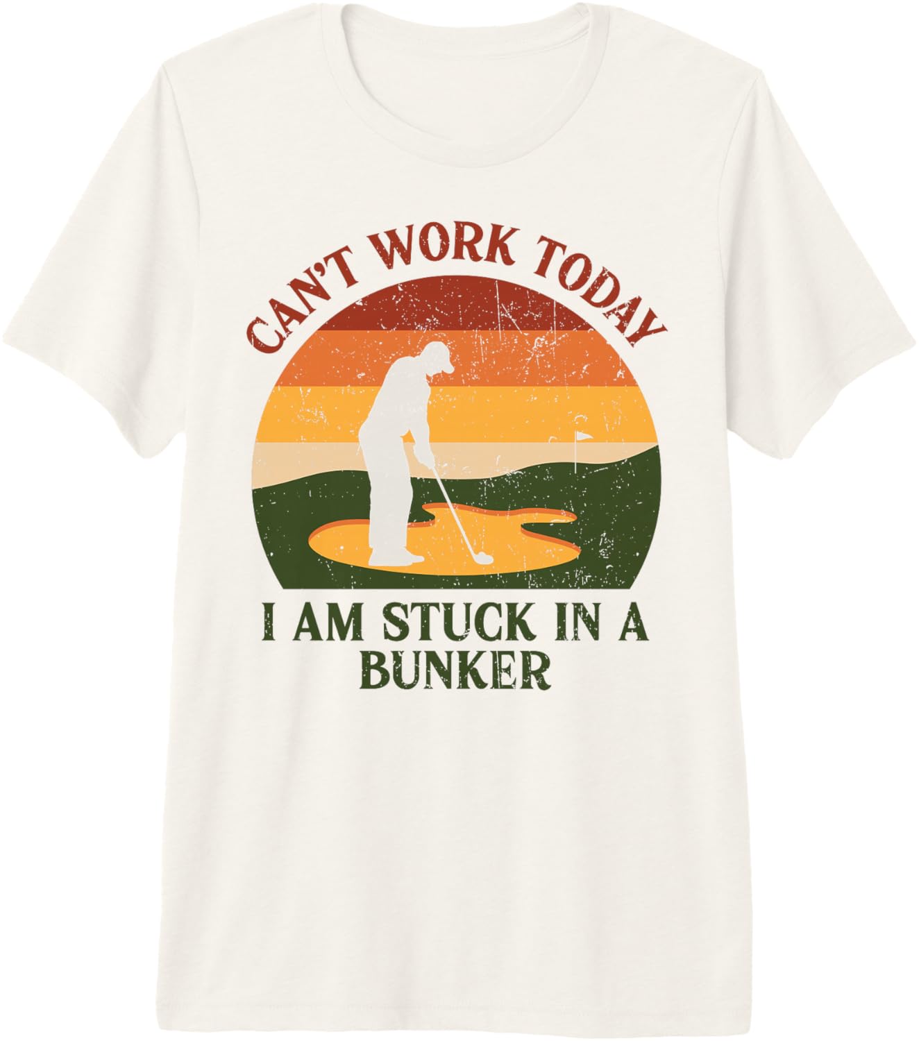 Can't Work Today Funny Golf Lover Distressed Vintage Golfing Premium Tri-Blend T-Shirt - Image 1 of 2
