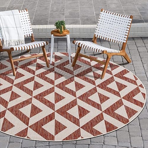 Vista 155 de Unique Loom Unique Loom Outdoor Collection - Alfombra de área - Napa (3 pies 3 pies, redonda, amarillo y aguamarina/amarillo)