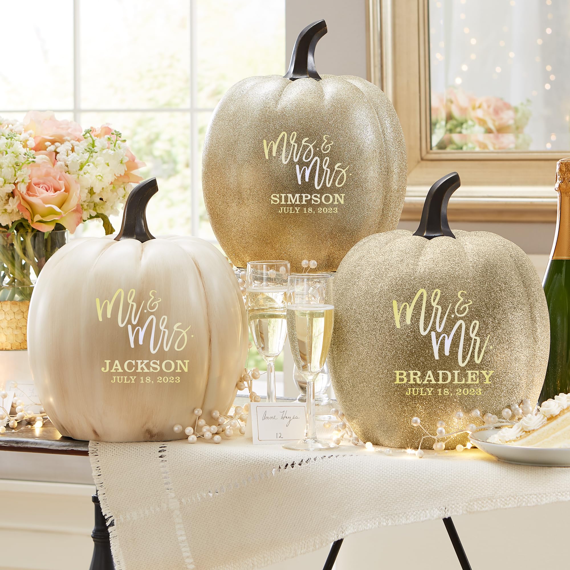 Rae Dunn Plush Pumpkin Decor - Stuffed Fabric with Wood Stem and Sand Filler Decoration with Cute Saying 'Blessed' 7.5 x 9 Inchs - Autumn Decor Gifts, Thanksgiving and Fall Decorations for Home