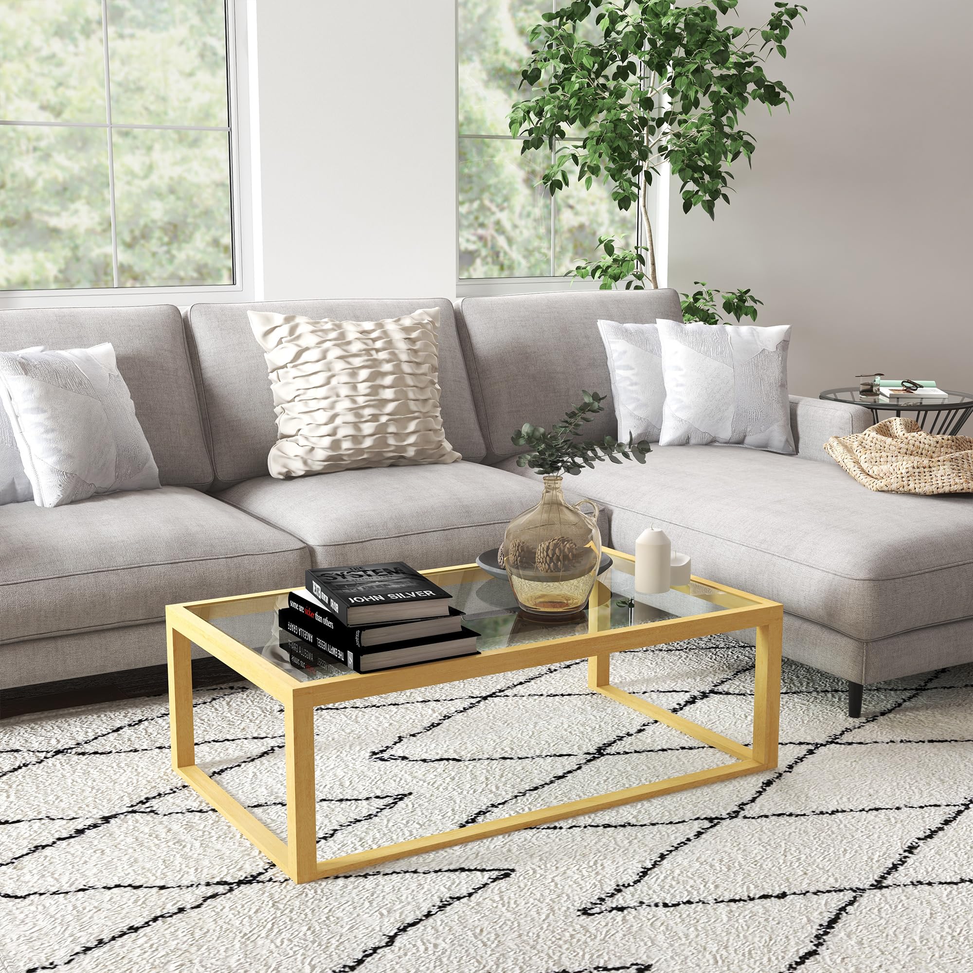 HOMCOM Table Basse Rectangulaire Salon 100L x 60l x 35H cm Bois Naturel