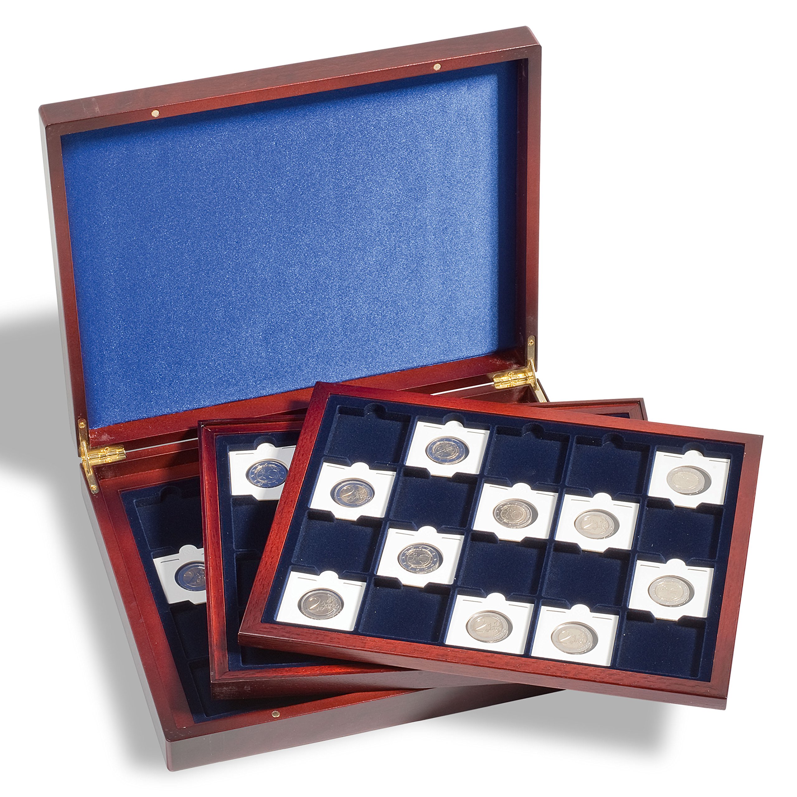 Presentation Case VOLRERRA TRIO de LUXE Each for 20 QUADRUM Coin Capsules 50*50 mm Blue