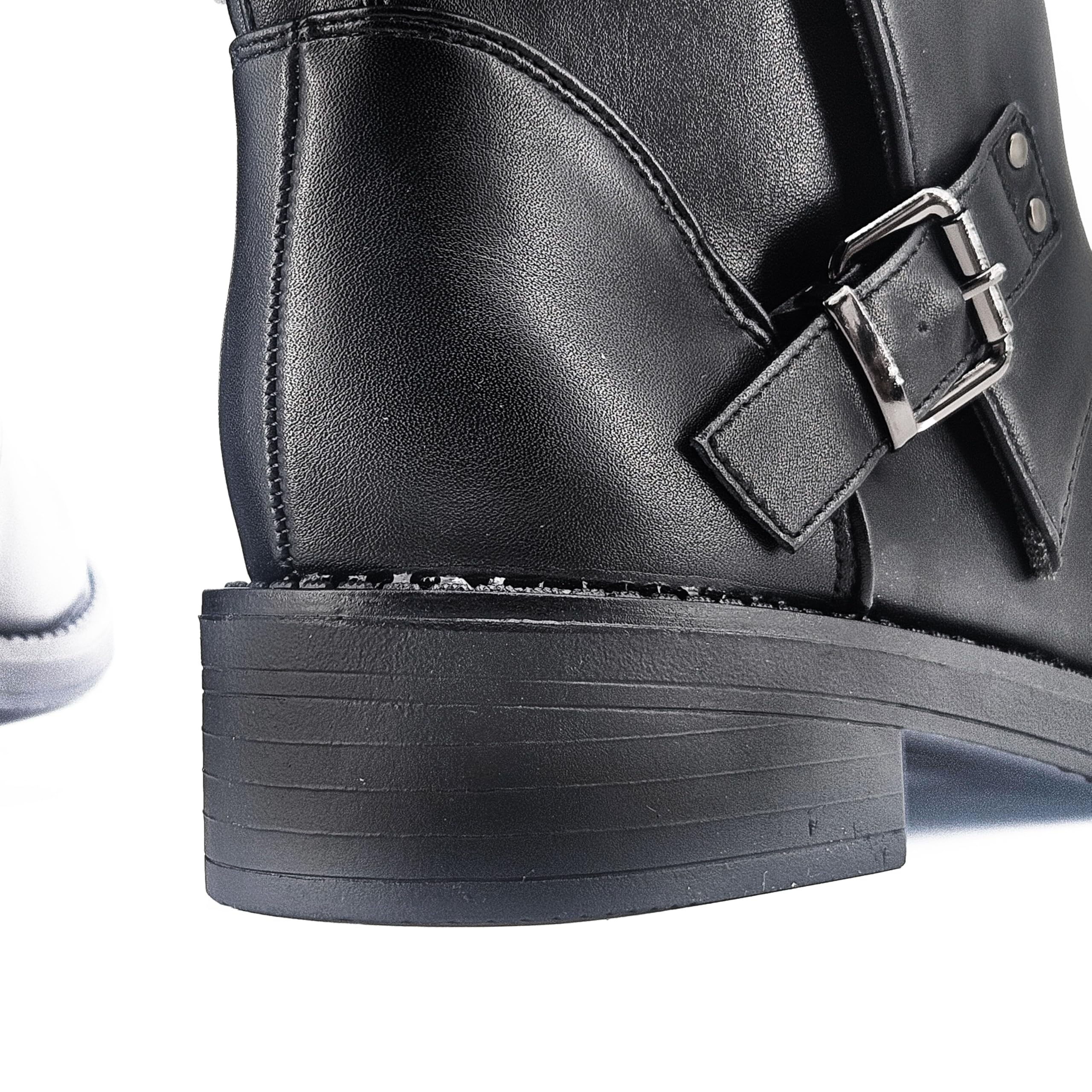 JOMIX Stivali Donna Biker Fashion con Fibbie Laterali Stivaletti in Pelle Sintetica con Cerniera Casual e Chic