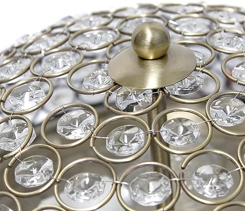 Miniatura 6 de Elegant Designs FM1000-ABS-2PK Elipse Crystal 13 pulgadas moderno metal 2 luces en forma de cuenco de techo empotrado, paquete de 2 unidades, latón