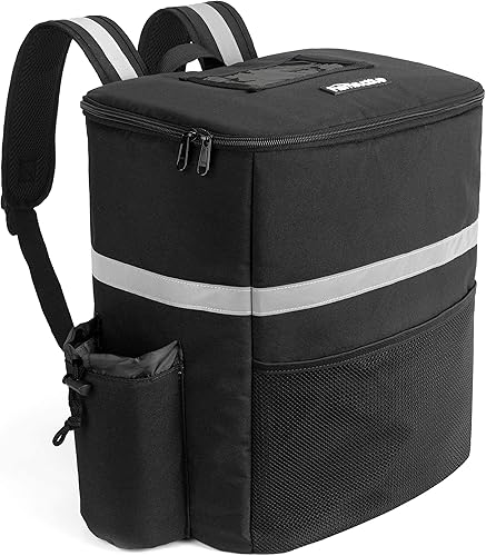 Homevative - Mochila térmica para entrega de alimentos con soporte para tazas, bolsillo y ventana de recibos, bolsa de refrigeración reutilizable