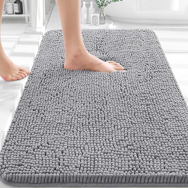 OLANLY Bathroom Rugs Mat 30x20, Extra Soft Absorbent Microfiber Bath Rugs, Rubber Backing, Quick Dry, Machine Washable Bath Mats for Bathroom Floor, Tub and Shower, Home Decor Accessories, Grey