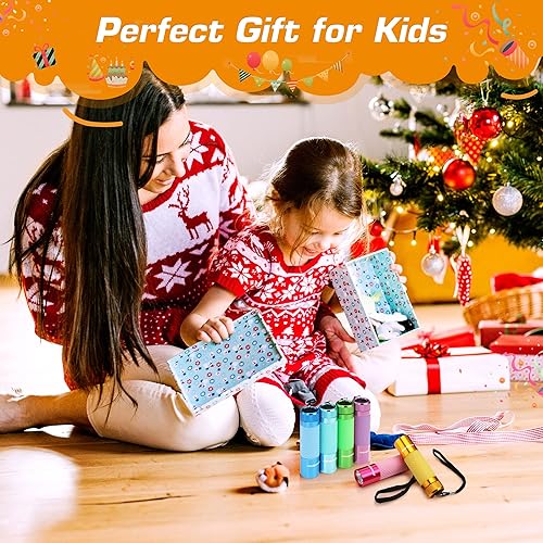 Miniatura 4 de EverBrite Paquete de 6 mini linternas, linternas que brillan en la oscuridad, linternas LED de aluminio, recuerdos de fiesta, colores surtidos para