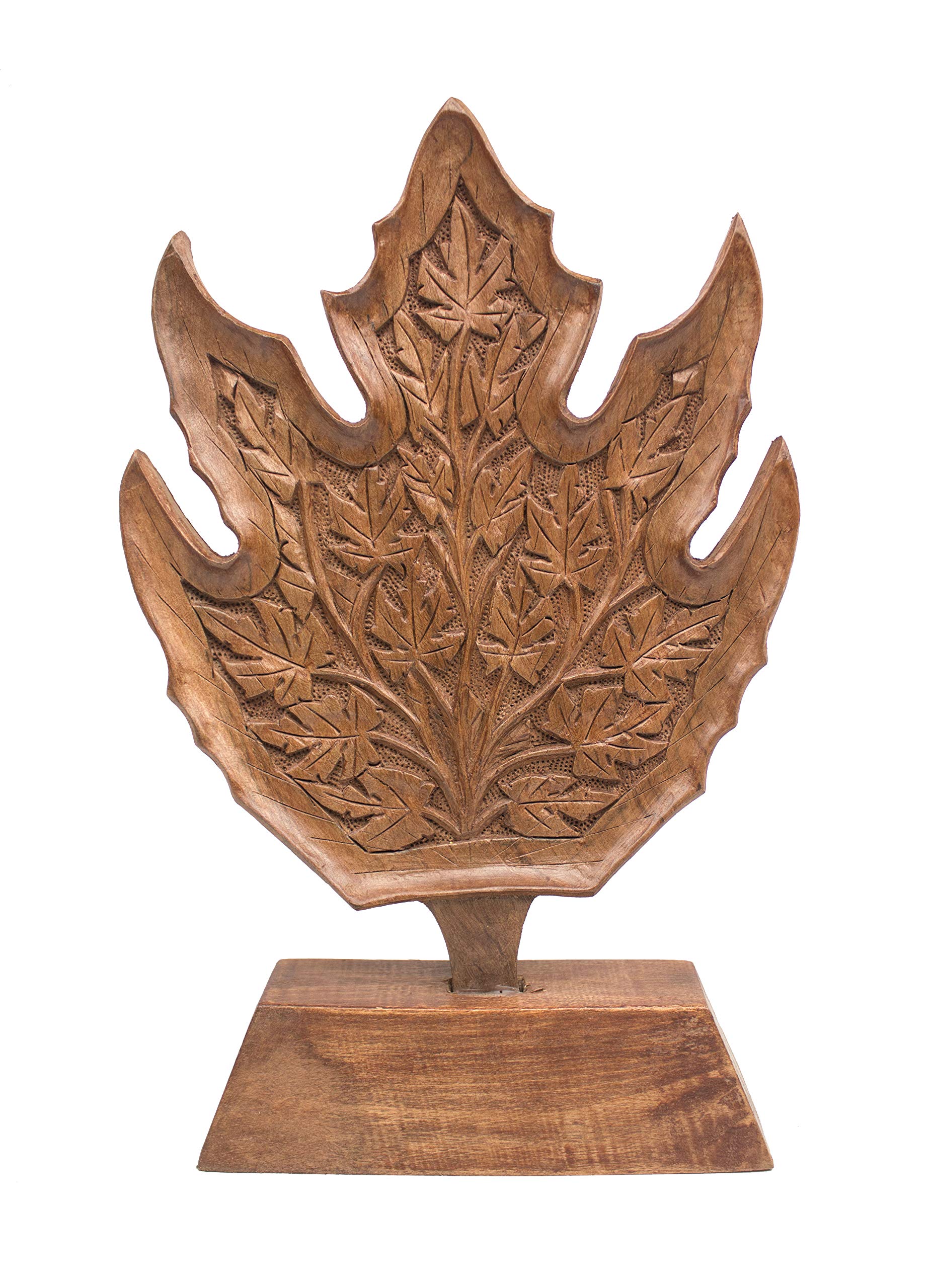 A.PEER Walnut Wood Chinar Leaf (Fully Carved) with Base (H=12'' & W=7'')-picture-16