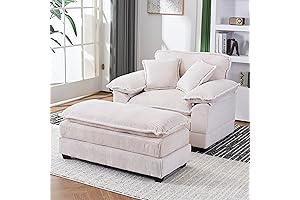 Corduroy Overstuffed Chaise Lounge 47" Single Sofa