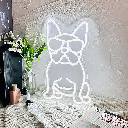 Miniatura 5 de iPuppy Letrero de neón de bulldog francés con lentes de luces LED de neón, accesorios de decoración de bulldog francés, regalos para mujeres,