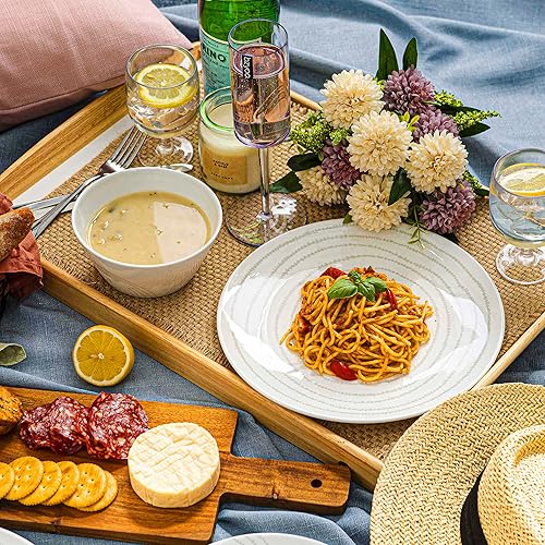 Miniatura 5 de BZYOO Juego de platos y cuencos de plástico 100% melamina sin BPA, apto para lavavajillas, comedor informal en interiores y exteriores (juego de