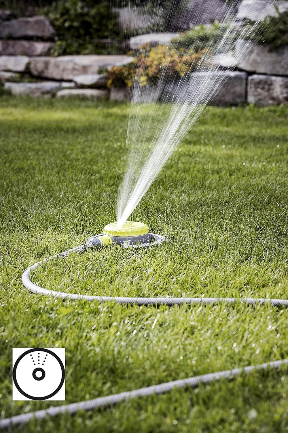 REHAU sprinkler demonstrating a concentrated jet spray pattern.
